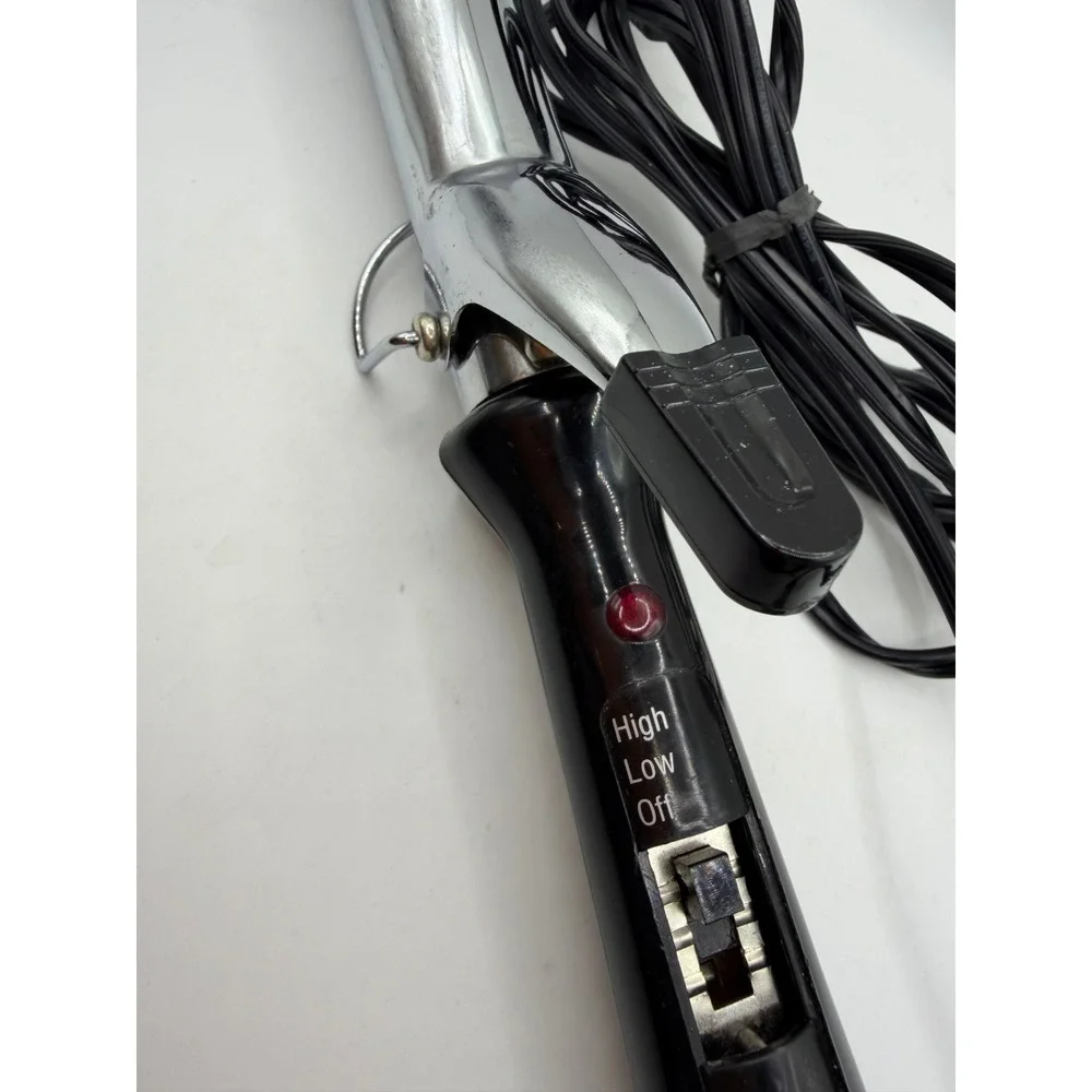 Revlon RV082 1 Inch Curling Iron Chrome Barrel High Low‎ Heat Settings Black